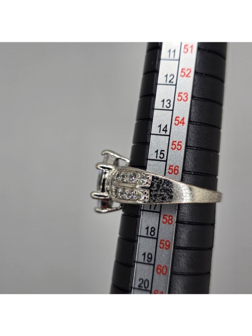 Vintage SETA Ring Marquise Cut Costume Jewelry Engagement Size 8 Silver Tone - Picture 9 of 12